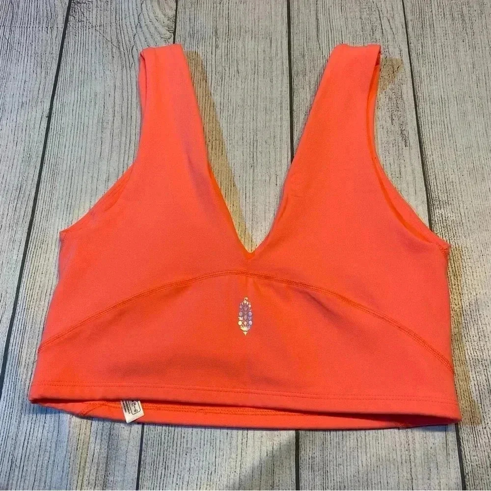 FP Movement by Free People Neon Coral Pink Flare Leggings Jumpsuit Set - Picture 4 of 13